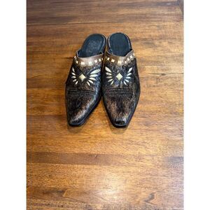 Sonora Hair On Leather Embellished Mules Clog